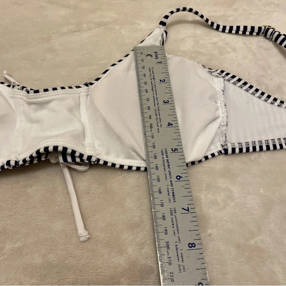 Xhilaration Black and White Striped Bikini Top
